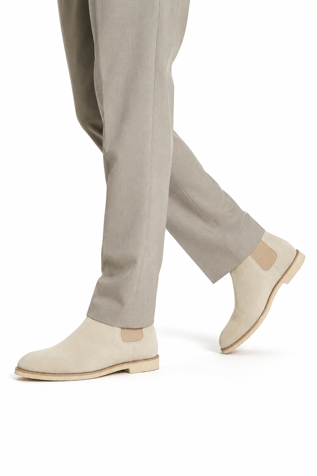 Suede Chelsea Boot — Cream — Ankle Boots