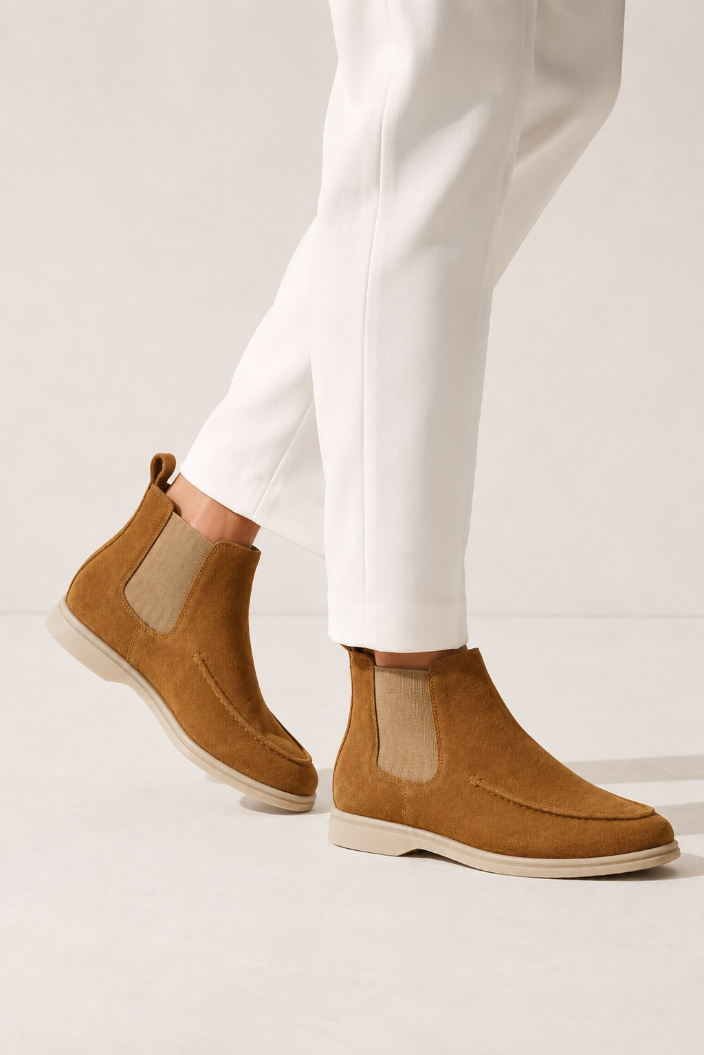 Suede Chelsea Boot — Cognac — Ankle Boots