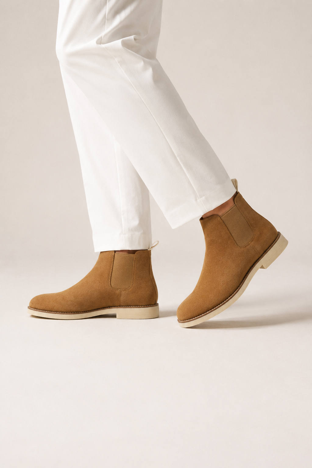 Shearling-lined Suede Chelsea Boot — Brown — Ankle Boots