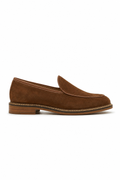 Heeled Suede Loafer — Coffee Brown — Loafers