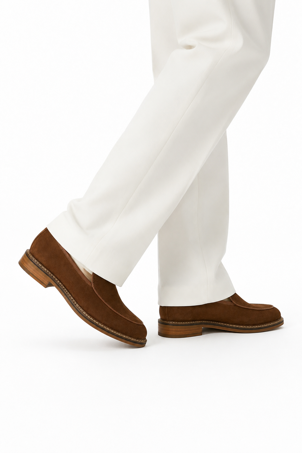 Heeled Suede Loafer — Coffee Brown — Loafers