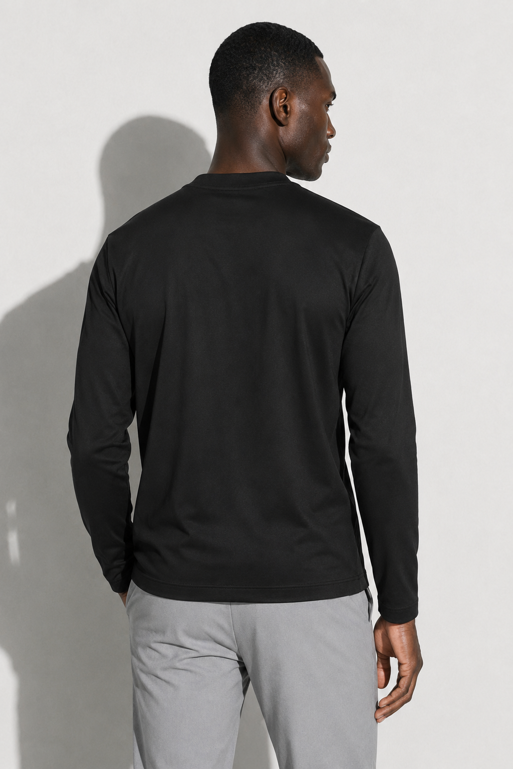 Mercerized Long-sleeve T-shirt — Black — Mercerized Cotton Long-Sleeve T-shirts