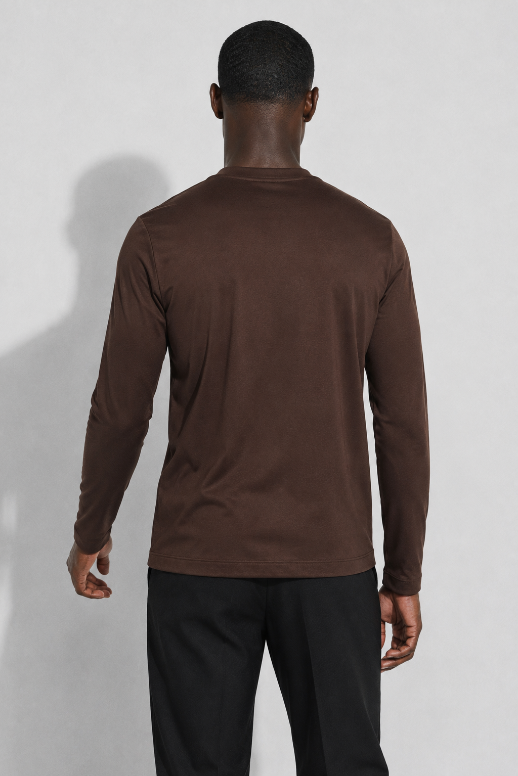 Mercerized Long-sleeved T-shirt — Brown — Mercerized Cotton Long-Sleeve T-shirts