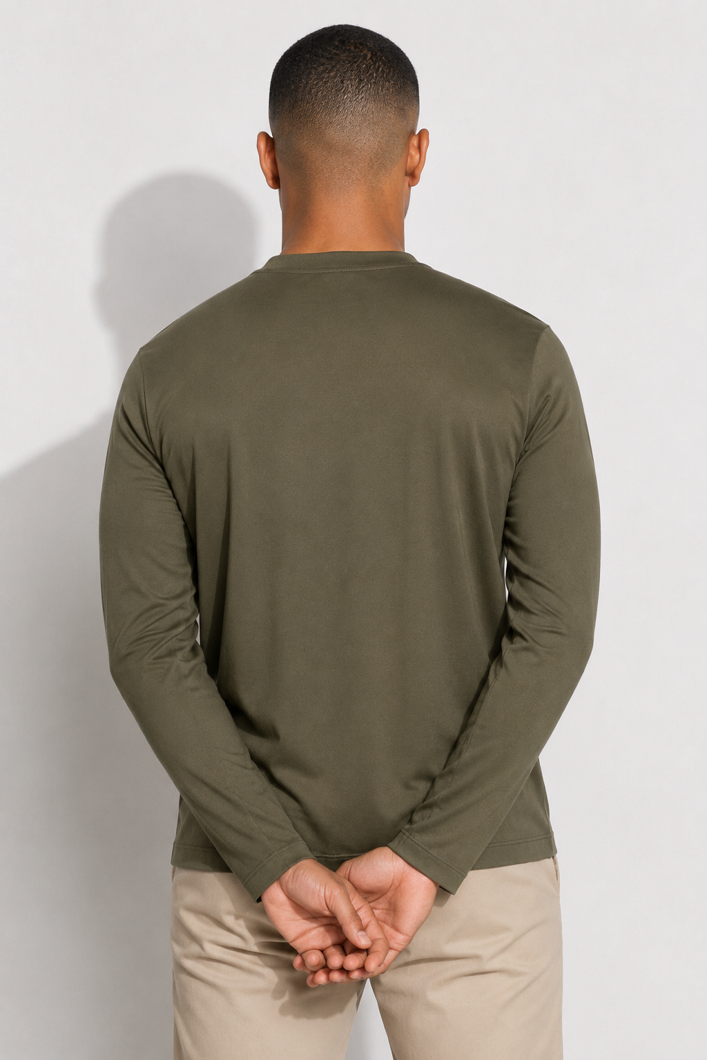 Long-sleeved Mercerized T-shirt — Olive — Mercerized Cotton Long-Sleeve T-shirts
