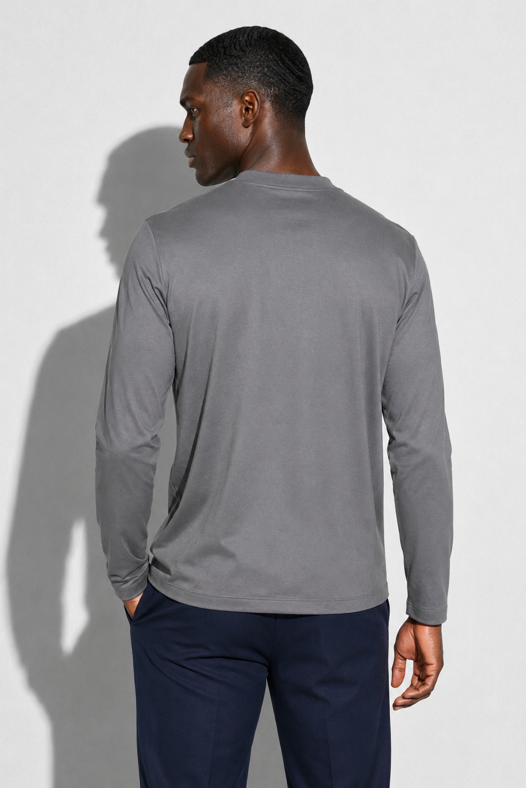 Long-sleeved Mercerized T-shirt — Grey — Mercerized Cotton Long-Sleeve T-shirts