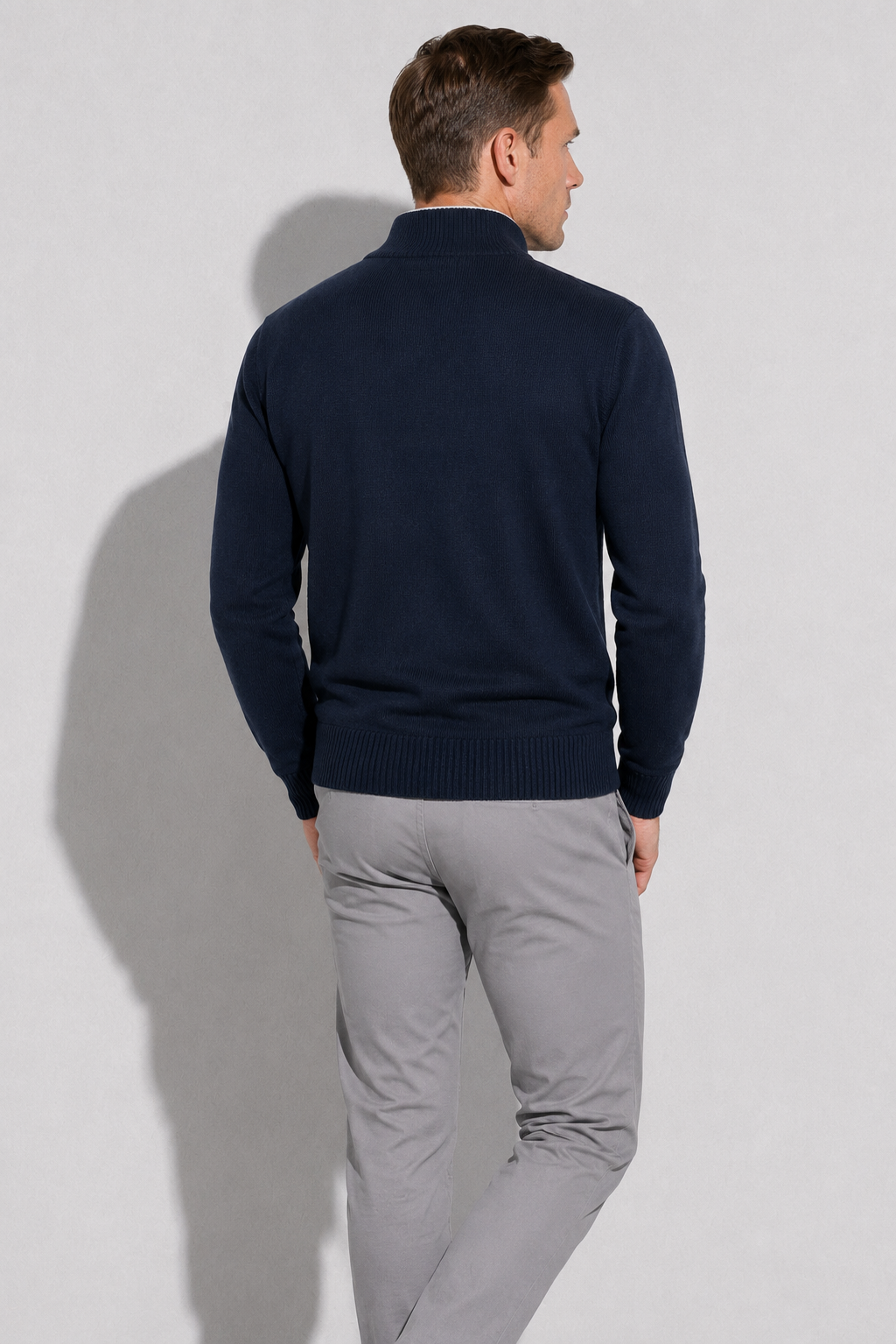 Zip-up Cardigan — Navy — Sweaters