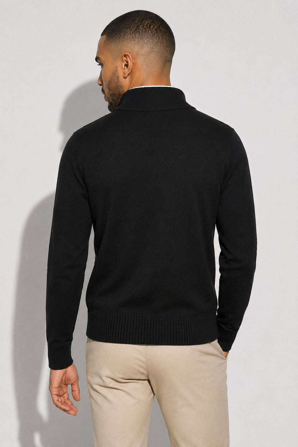 Zip-up Cardigan — Black — Sweaters