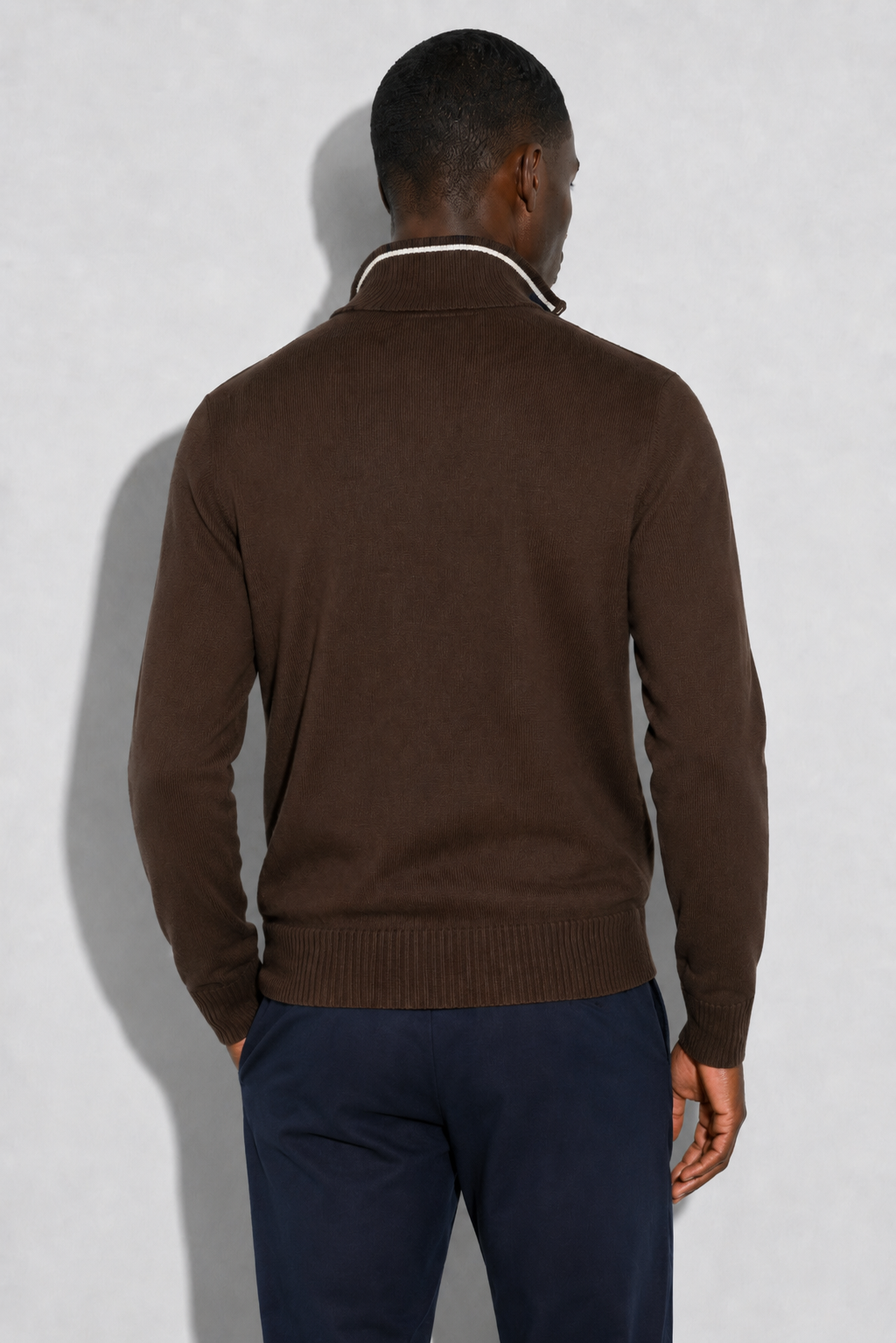 Zip-up Cardigan — Brown — Sweaters