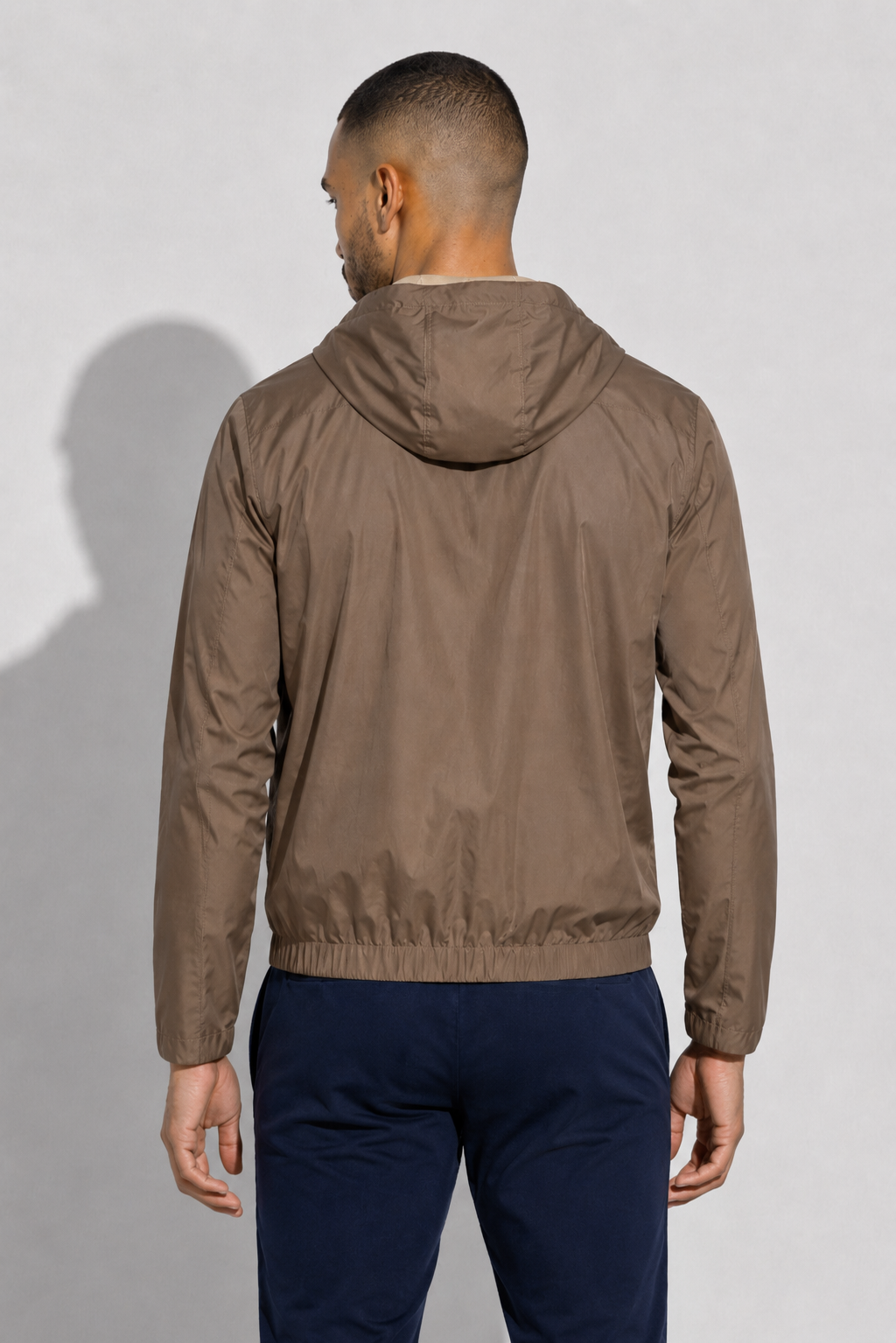 Windbreaker Jacket With Hood — Taupe — Hooded Jackets