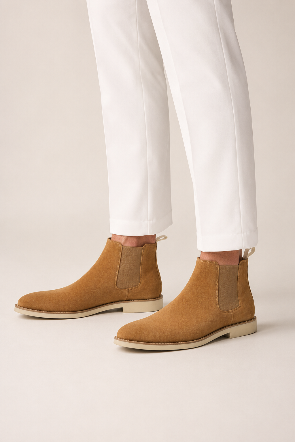 Suede Chelsea Boot — Camel — Ankle Boots