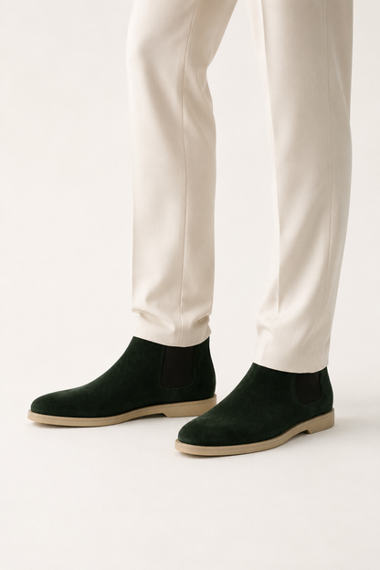 Suede Chelsea Boot — Forest Green — Ankle Boots