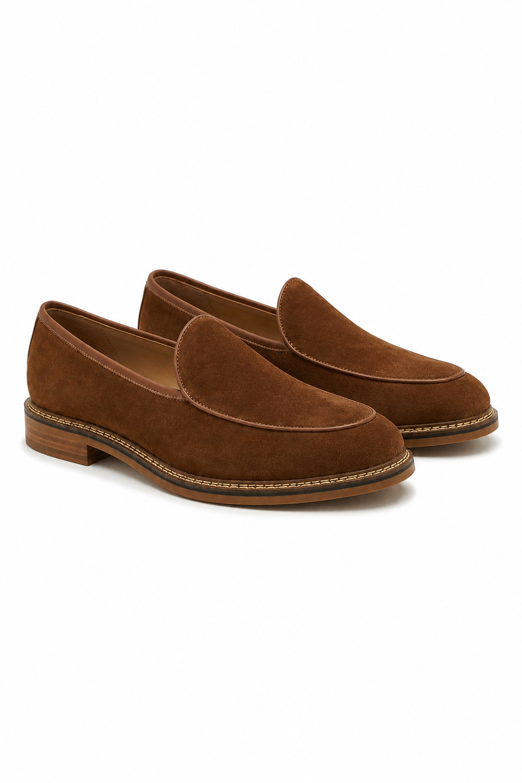 Heeled Suede Loafer — Coffee Brown — Loafers