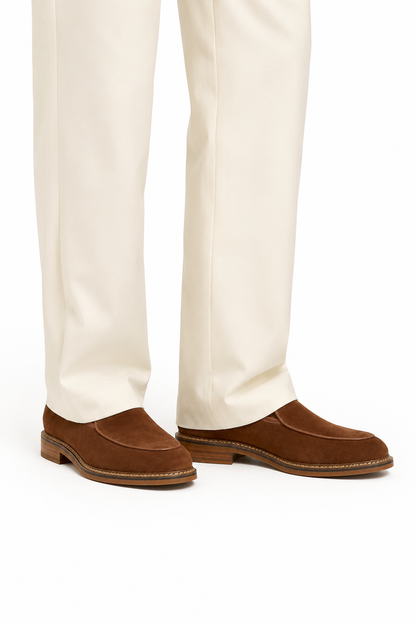 Heeled Suede Loafer — Coffee Brown — Loafers