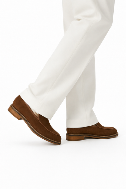 Heeled Suede Loafer — Coffee Brown — Loafers