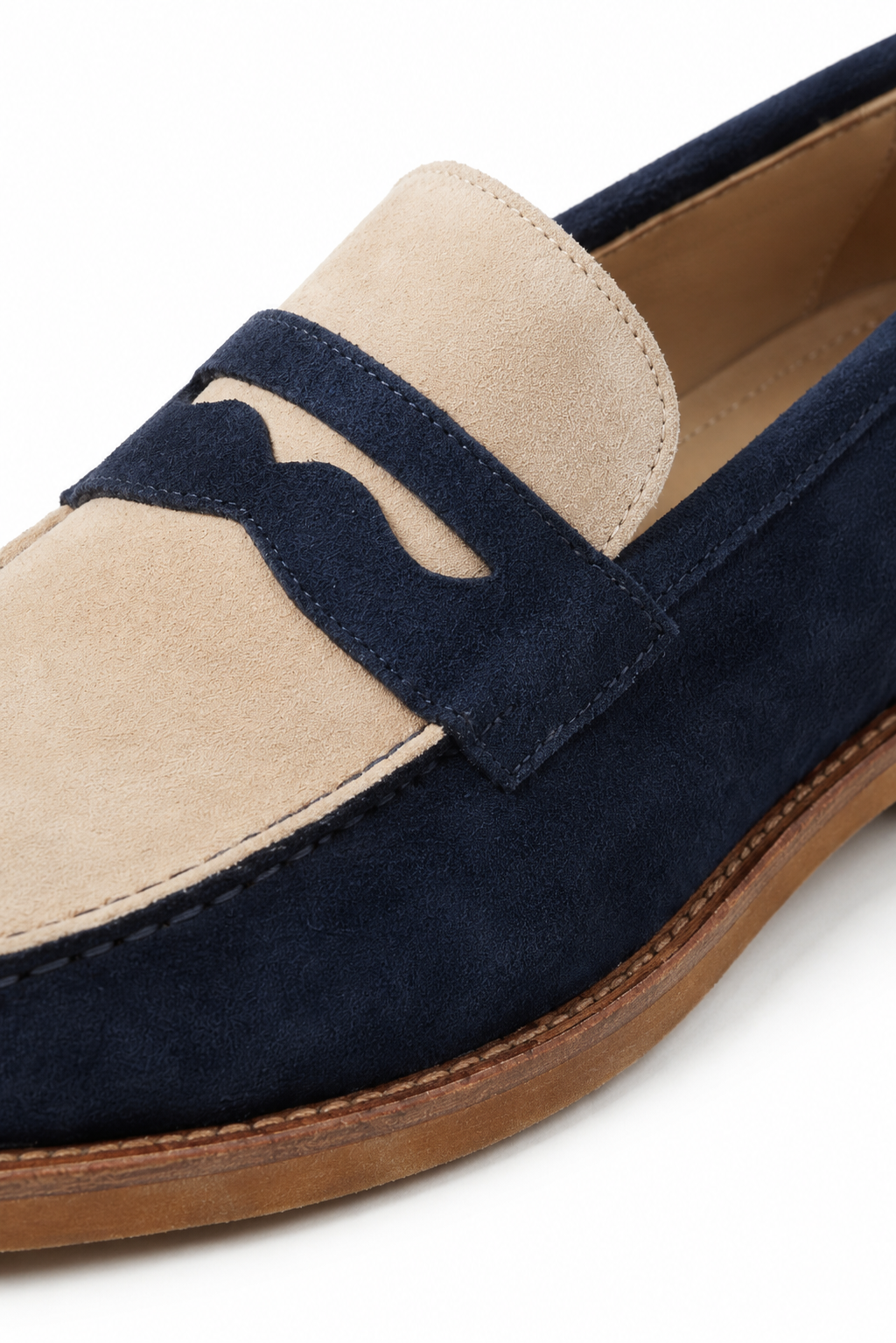 Two-tone Horsebit Loafer — Blue And Ivory — Loafers