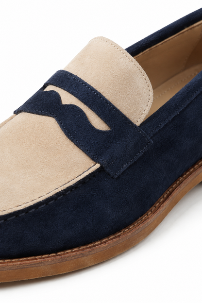 Two-tone Horsebit Loafer — Blue And Ivory — Loafers