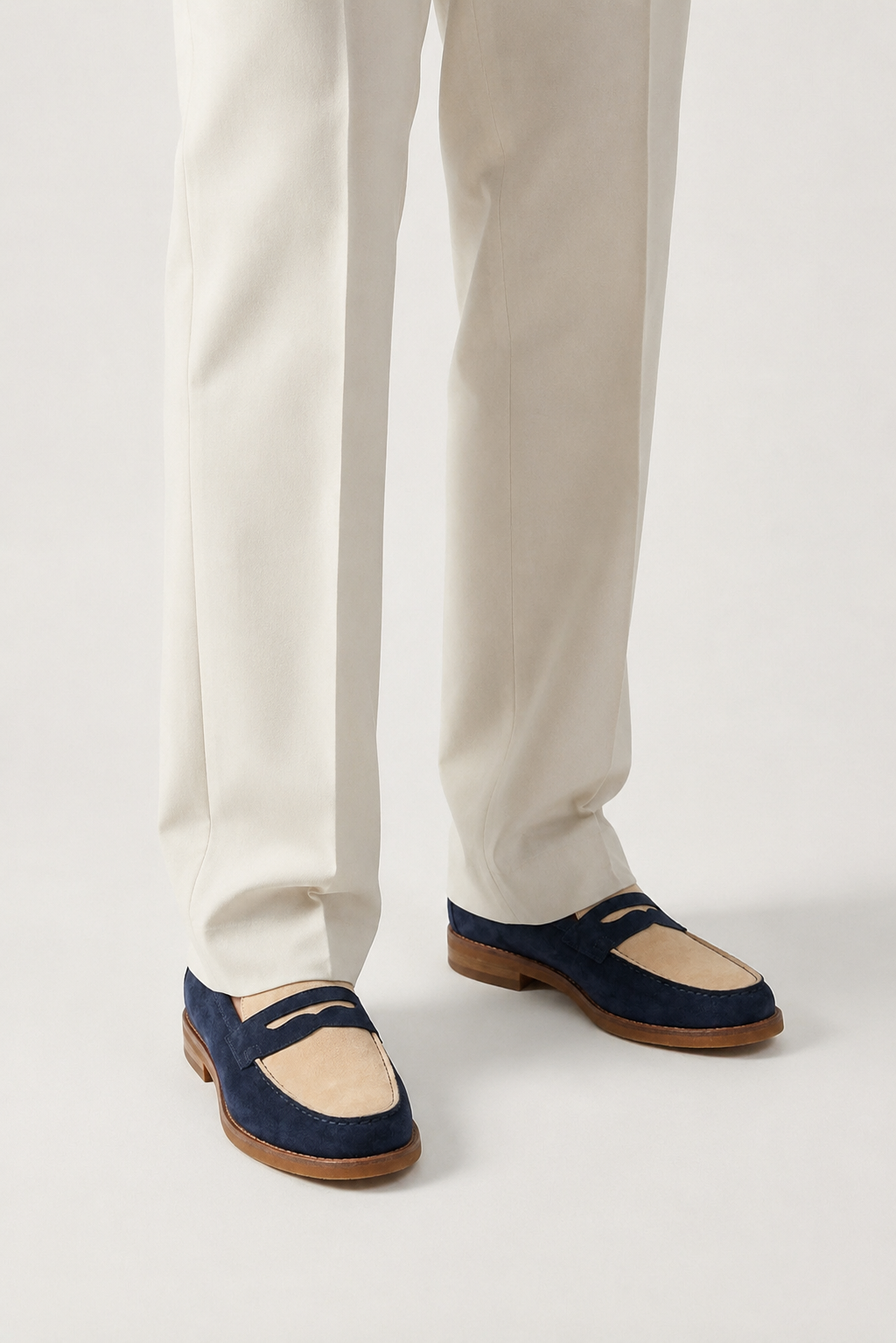 Two-tone Horsebit Loafer — Blue And Ivory — Loafers