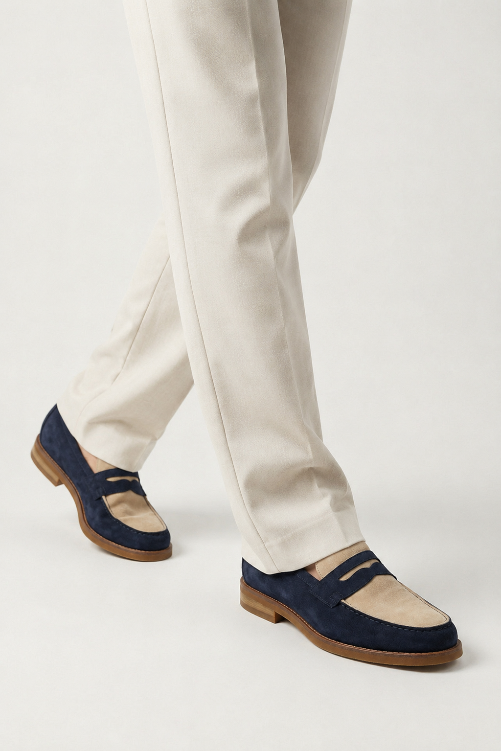 Two-tone Horsebit Loafer — Blue And Ivory — Loafers