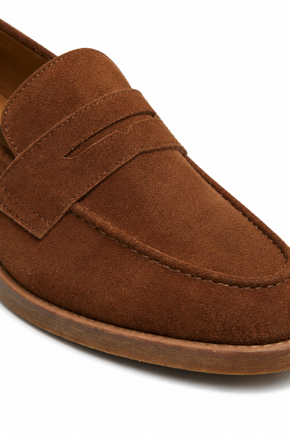 Suede Horsebit Loafer — Brown — Loafers