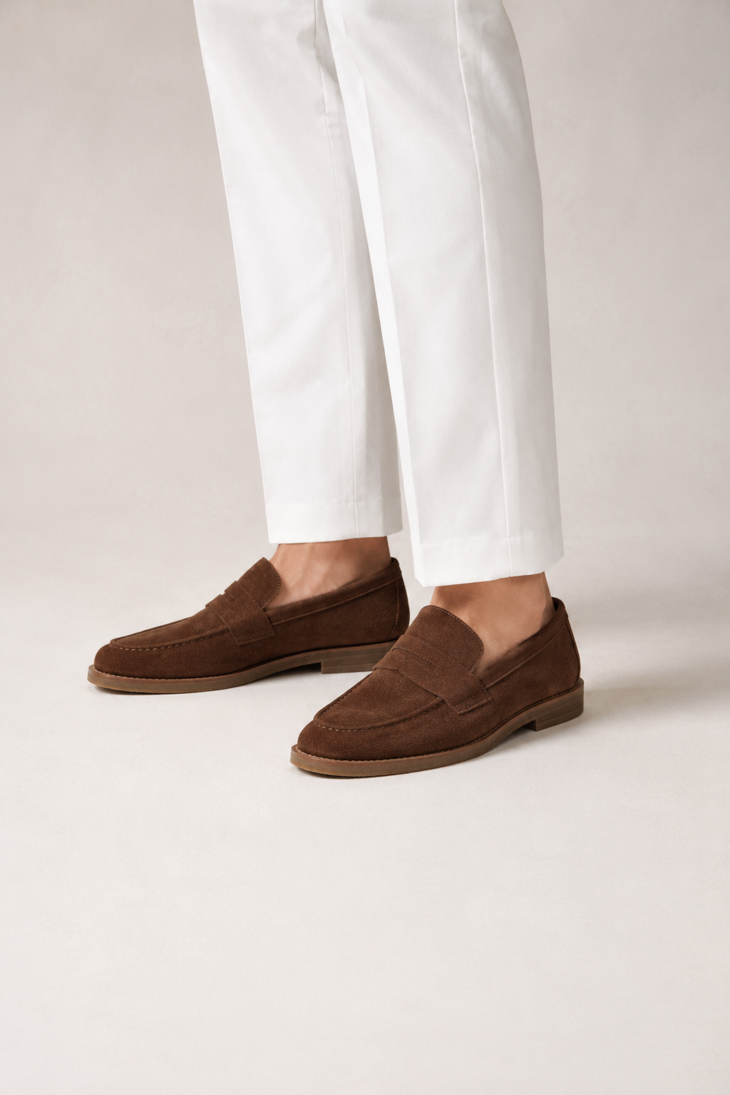 Suede Horsebit Loafer — Brown — Loafers