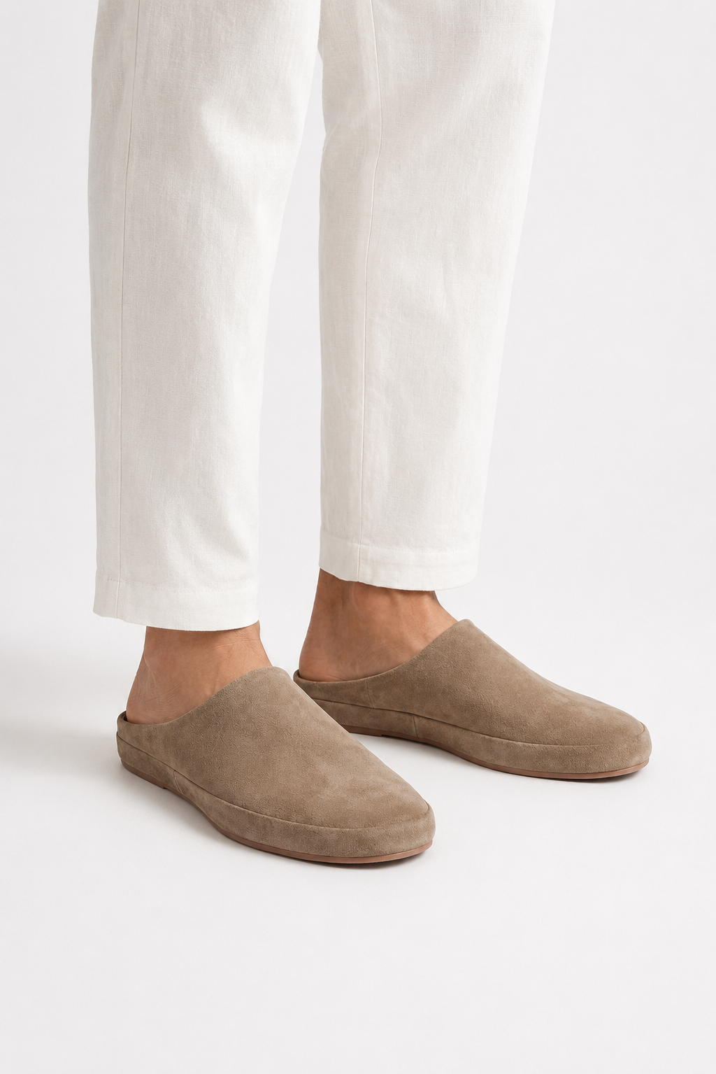 Closed-toe Suede Mule — Khaki — Mules