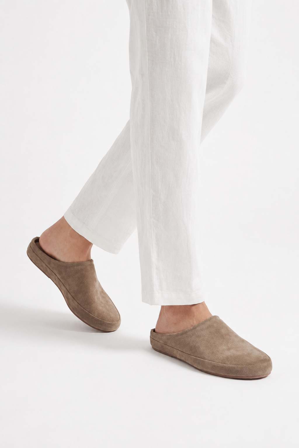 Closed-toe Suede Mule — Khaki — Mules