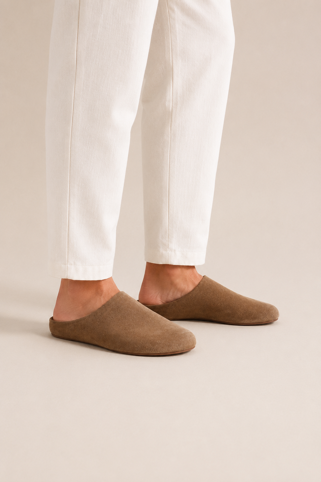 Closed-toe Suede Mule — Brown — Mules
