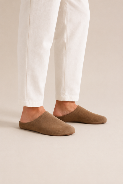 Closed-toe Suede Mule — Brown — Mules