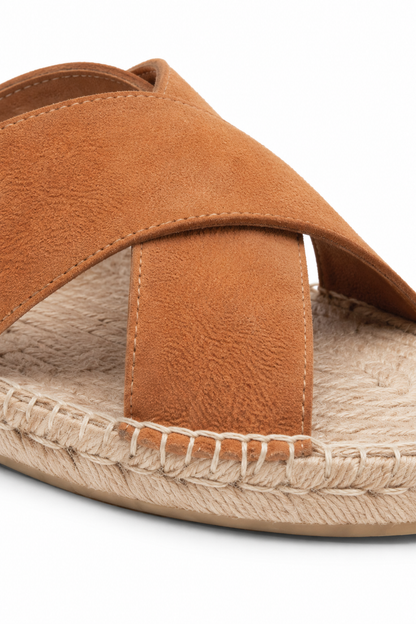 Cross-strap Espadrille Sandal — Cognac — Sandals