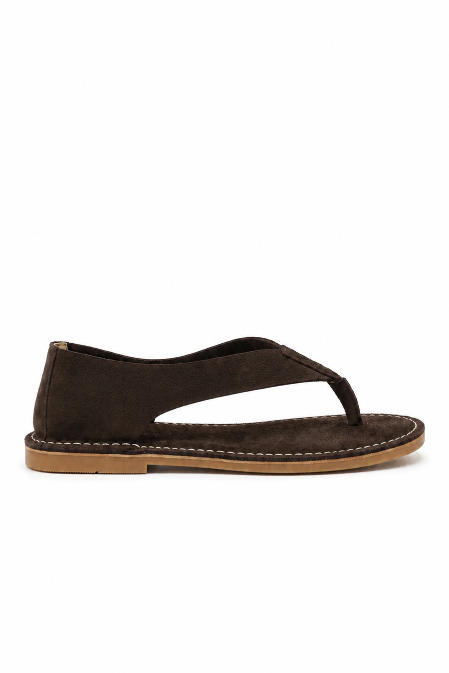 Suede Toe-post Sandal — Khaki — Sandals