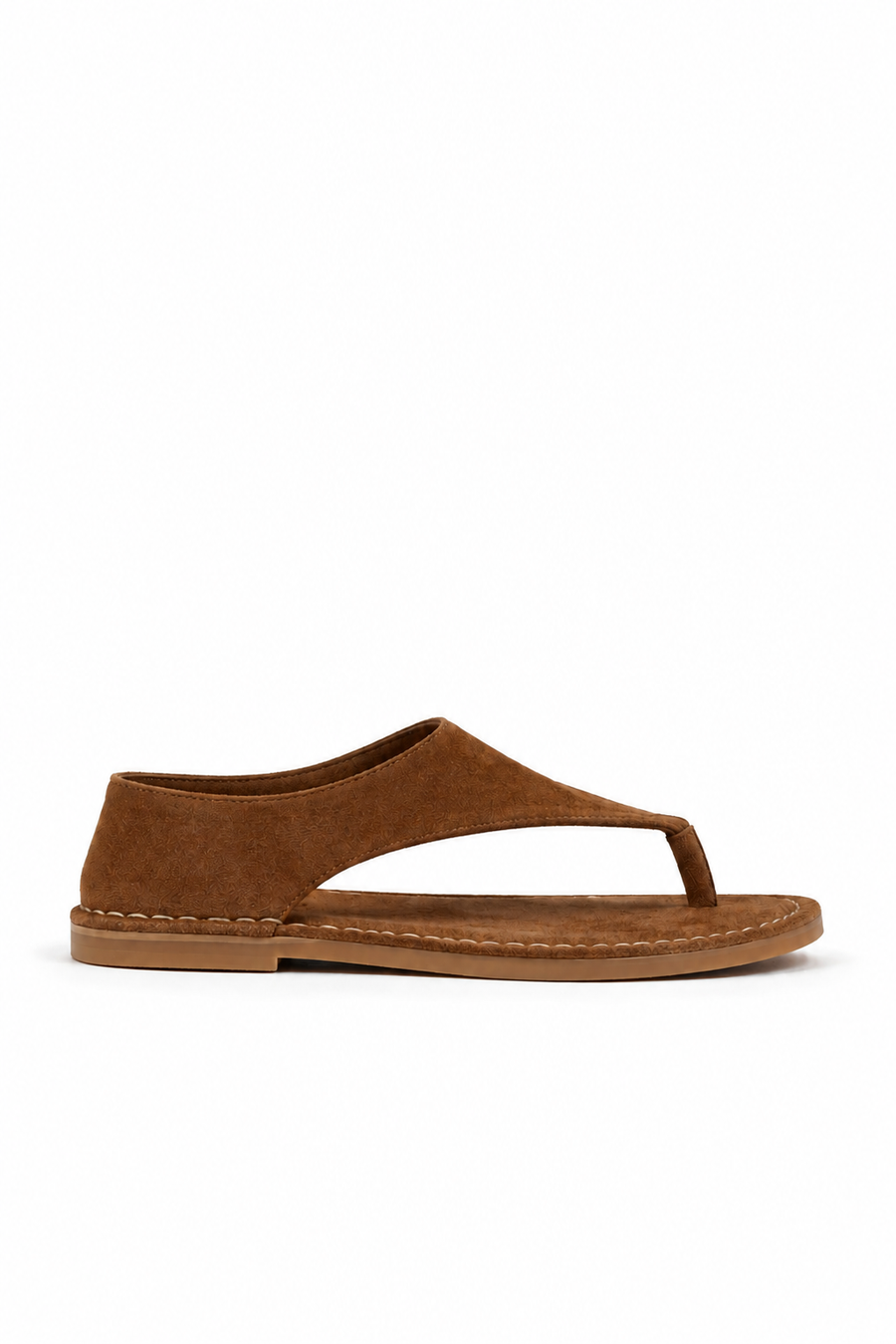 Leather Toe-post Sandal — Brown — Sandals