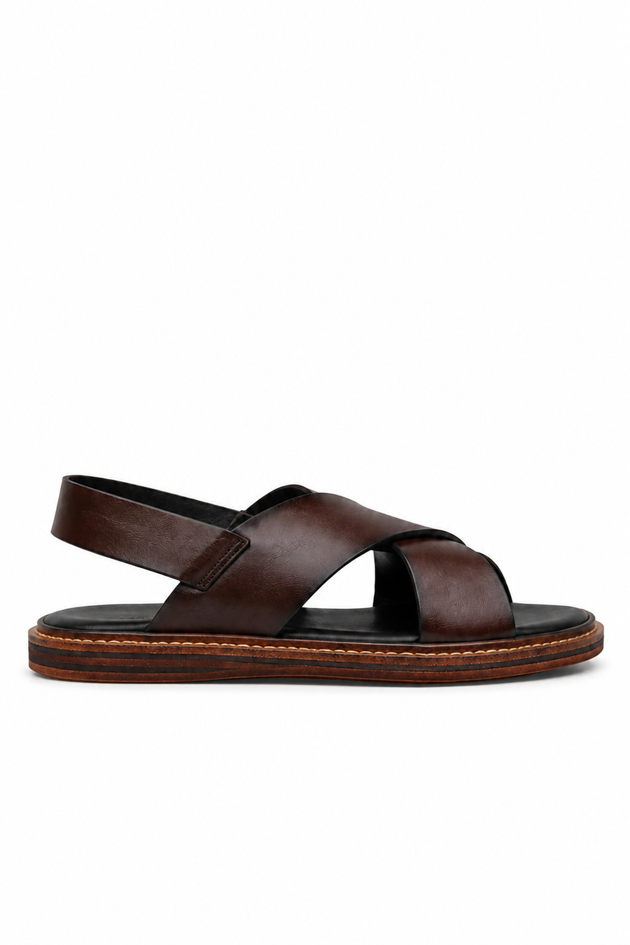 Woven Leather Sandal — Brown — Sandals