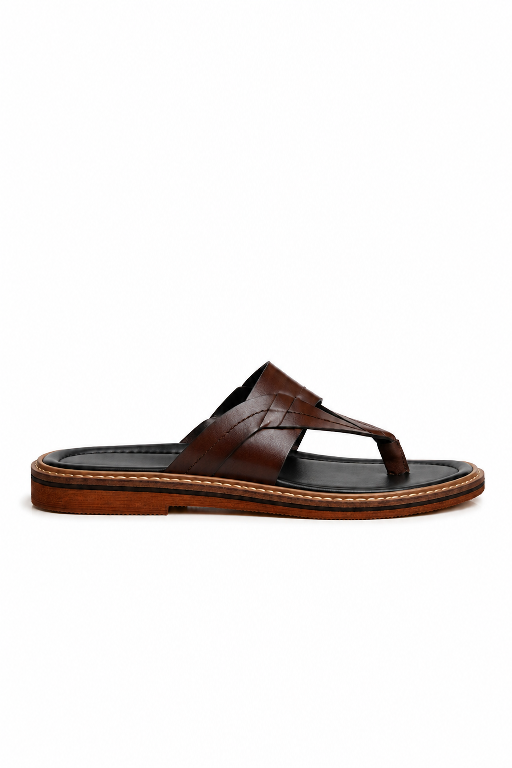 Braided Toe-post Sandal — Brown — Sandals