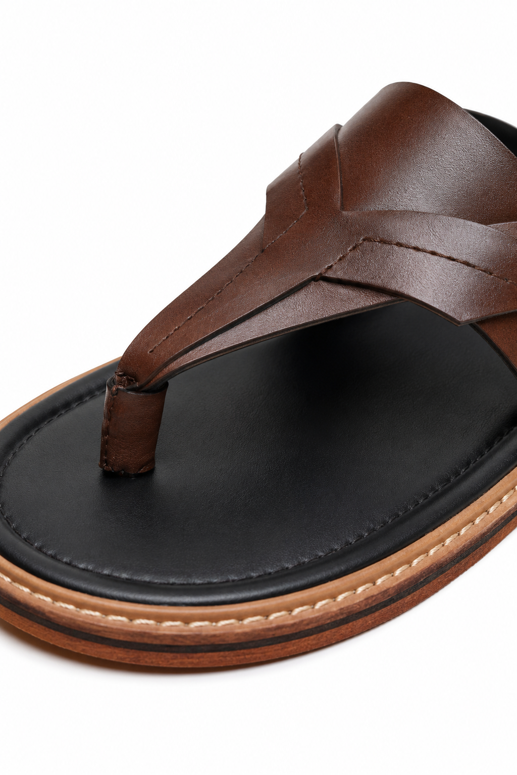 Braided Toe-post Sandal — Brown — Sandals