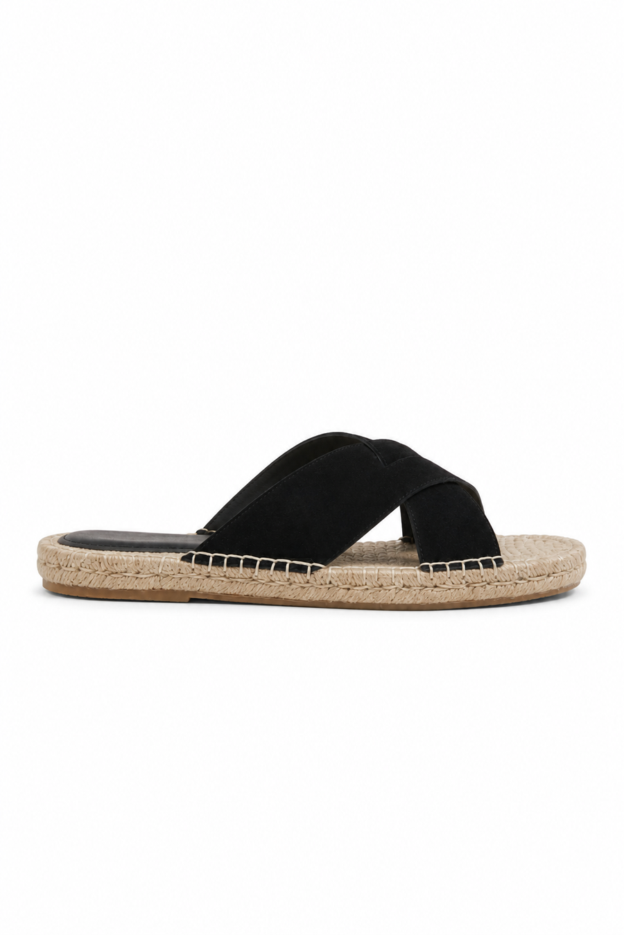 Cross-strap Espadrille Sandal — Black — Sandals
