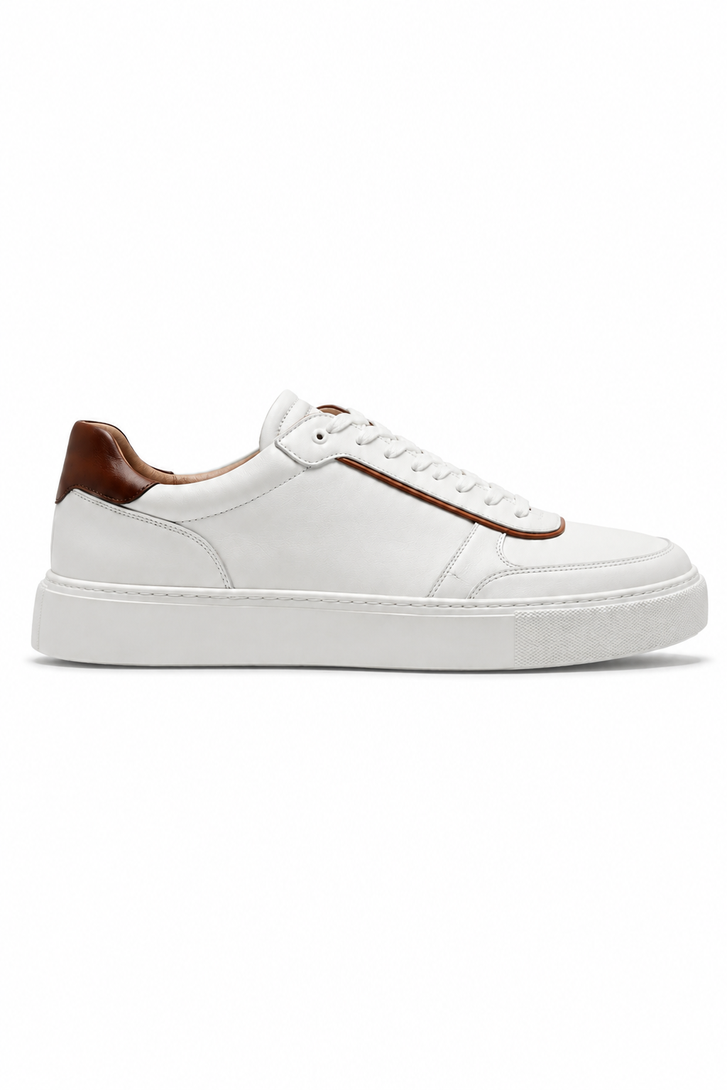 Leather Platform Sneaker — White And Cognac — Sneakers
