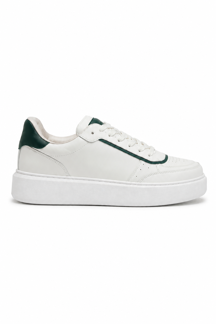 Leather Platform Sneaker — White And Green — Sneakers