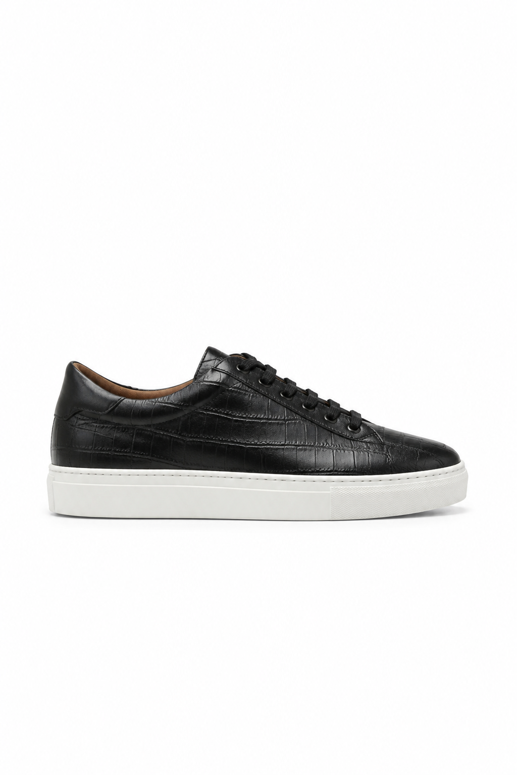 Embossed Leather Sneaker — Black — Sneakers