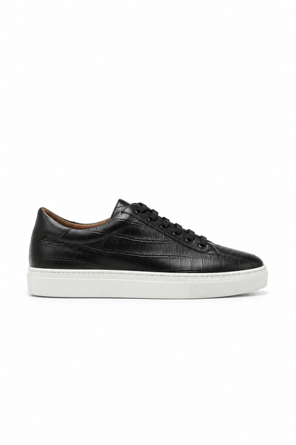 Embossed Leather Sneaker — Black — Sneakers