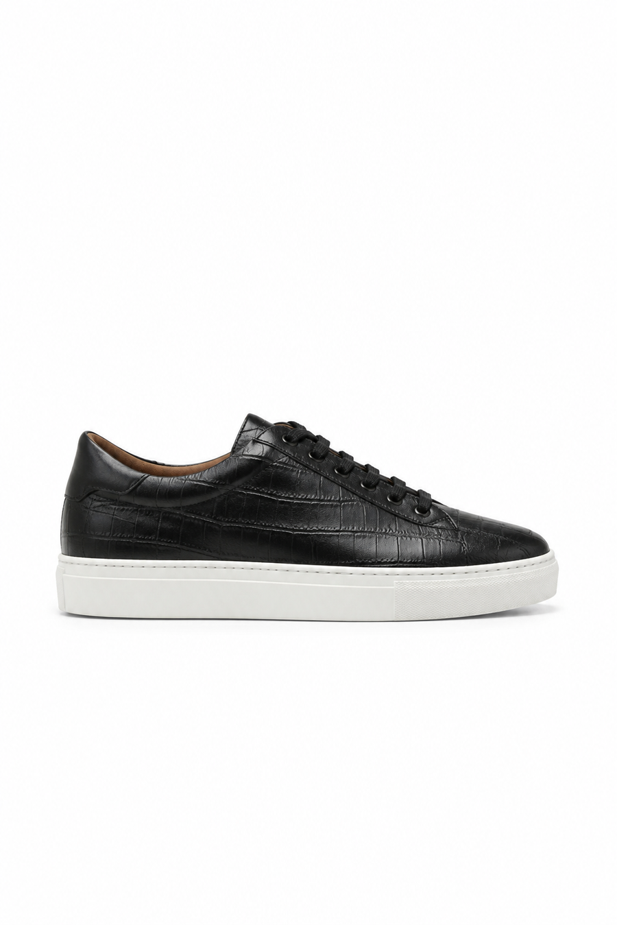 Embossed Leather Sneaker — Black — Sneakers