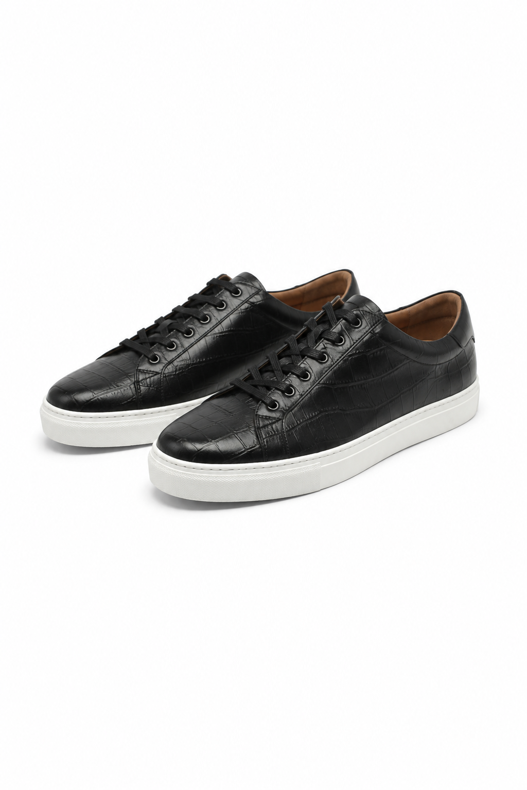 Embossed Leather Sneaker — Black — Sneakers