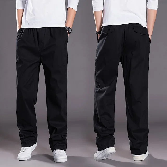 Men's Cargo Trousers - Straight Cotton Elastic Waist - view 3