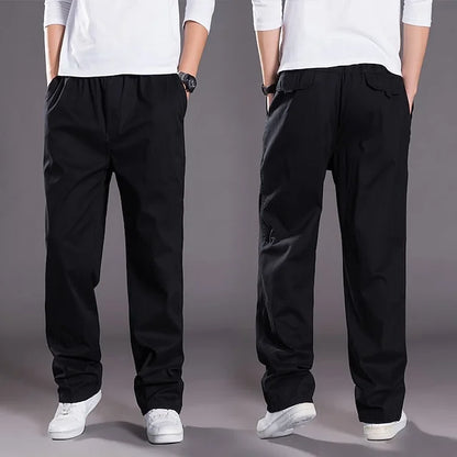 Men's Cargo Trousers - Straight Cotton Elastic Waist - view 3