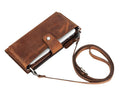 Leather Crossbody Phone Bag in Tan Brown