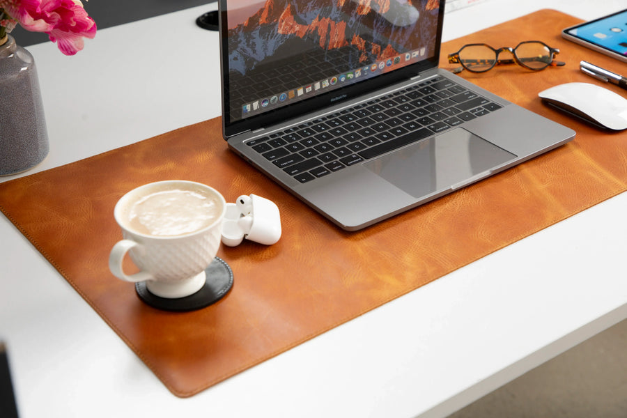 Leather Desk Mat in Brown