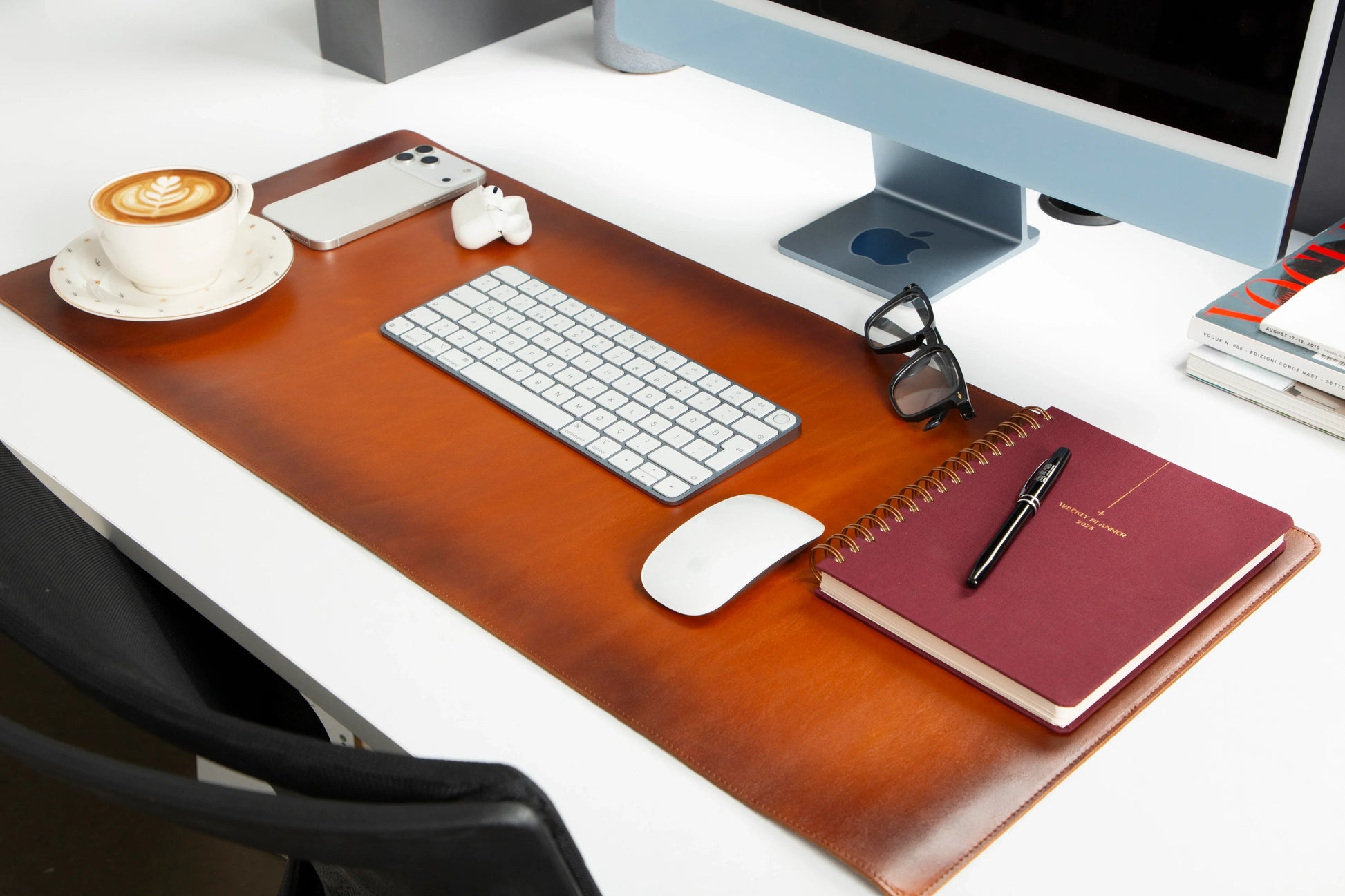 Leather Desk Mat in Tan