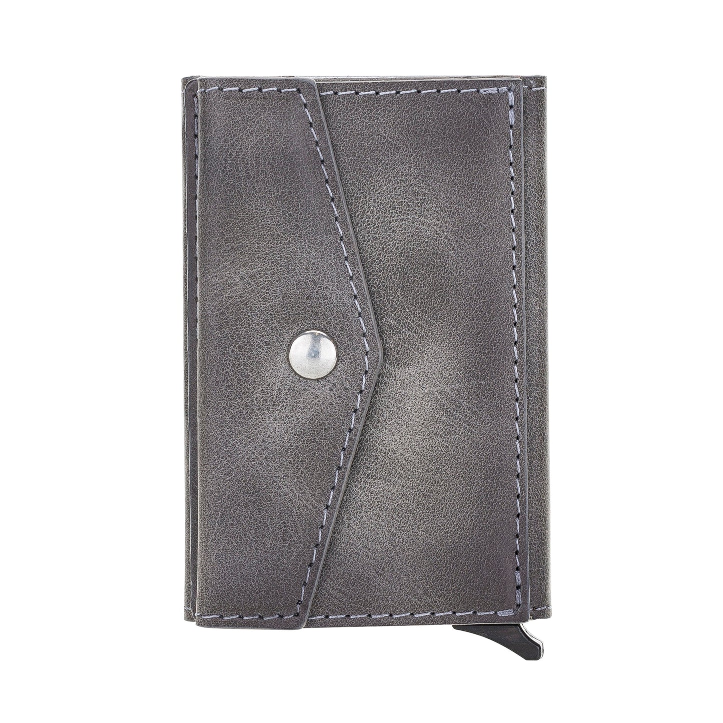 Leather Card Holder in Gray