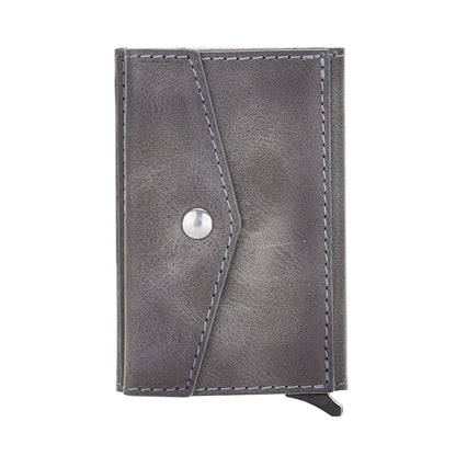 Leather Card Holder in Gray