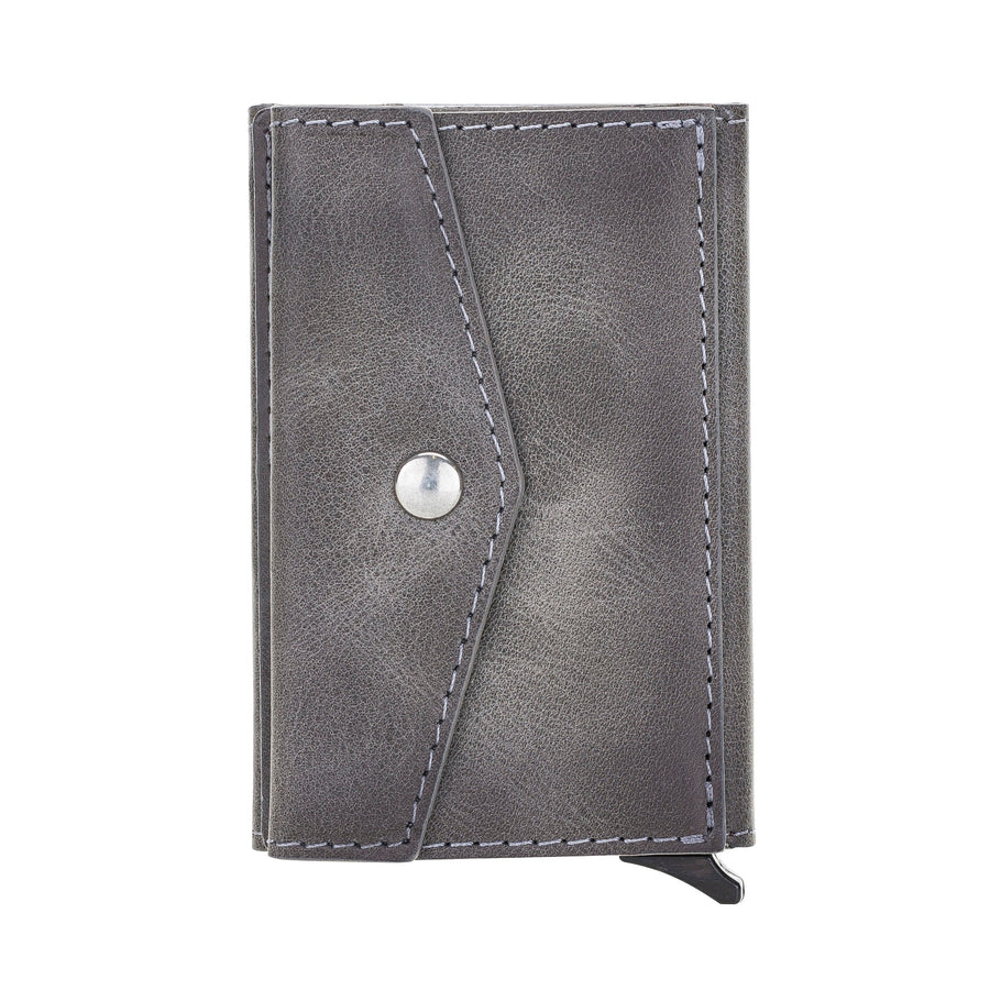 Leather Card Holder in Gray