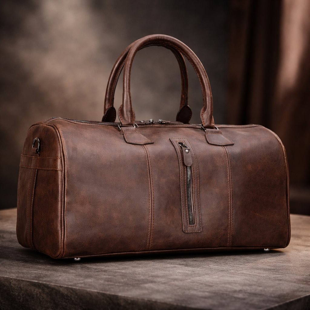 Leather Weekend Bag in Dark Brown